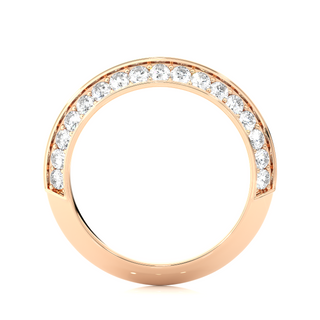 1 Ct Round Cut Moissanite Two Row Wedding Band In Rose Gold