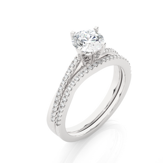 1.50 Carat Round Moissanite Bridal Set Wedding Ring In White Gold