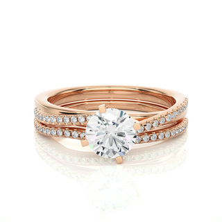 1.50 Carat Round Moissanite Bridal Set Wedding Ring In White Gold