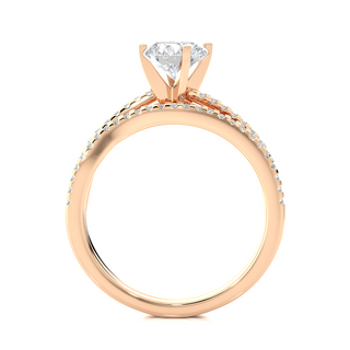 1.50 Carat Round Moissanite Bridal Set Wedding Ring In Rose Gold