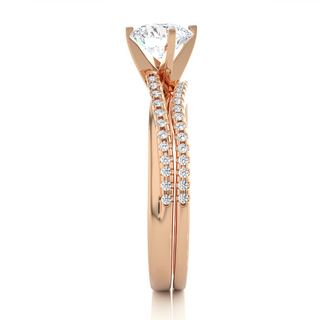 1.50 Carat Round Moissanite Bridal Set Wedding Ring In Rose Gold