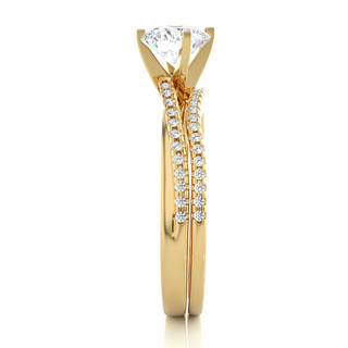 1.50 Carat Round Moissanite Bridal Set Wedding Ring In Yellow Gold