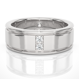Vertical Round Stone Moissanite Ring white gold