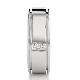Vertical Round Stone Moissanite Ring white gold