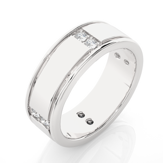 Vertical Round Stone Moissanite Ring white gold
