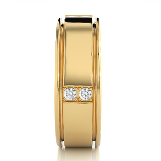 Vertical Round Stone Moissanite Ring yellow gold