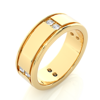 Vertical Round Stone Moissanite Ring yellow gold