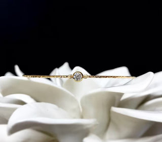 1 Ct Round Bezel Setting Moissanite Bangle Bracelet in Yellow Gold