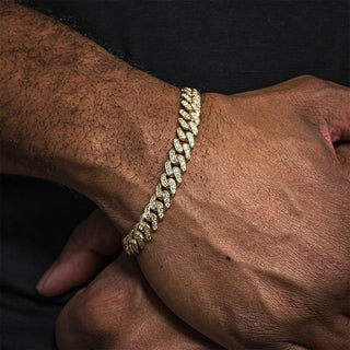 5.50 Carat Round Cut Cuban Link Hip Hop Bracelet in Yellow Gold