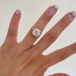 2.80 Carat Cushion Cut Moissanite Halo Engagement Ring In White Gold