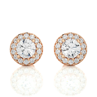 2 Carat Moissanite Halo Push Back Stud Earrings In White Gold
