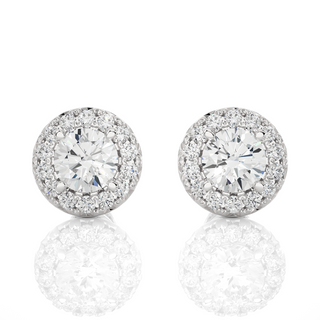 halo push back Moissanite Earring silver