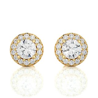 2 Carat Moissanite Halo Push Back Stud Earrings In Silver