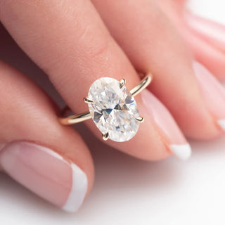 Hidden Halo Oval Moissanite Engagement Ring