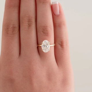 Hidden Halo Oval Moissanite Engagement Ring