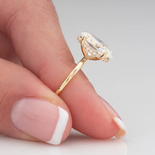 Hidden Halo Oval Moissanite Engagement Ring