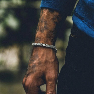 3 Ct Round Cut Moissanite Hip Hop Bracelet in Sterling in Silver For Men's