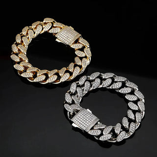 6 Carat Round Cut Moissanite Iced Out Hip Hop Bracelet In Yellow Gold