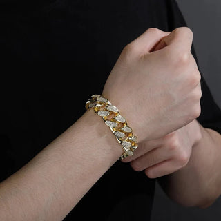6 Carat Round Cut Moissanite Iced Out Hip Hop Bracelet In Yellow Gold