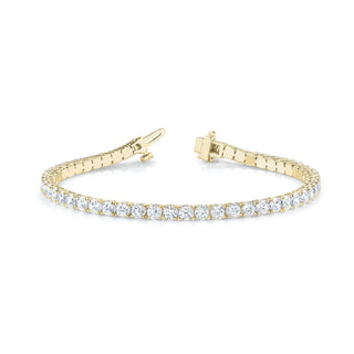 3 Carat Round Cut Moissanite Tennis Bracelet in Yellow Gold for Women