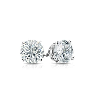2 Carat Round Shape Moissanite Stud Earrings For Mens