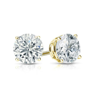 2 Carat Round Shape Moissanite Stud Earrings For Mens