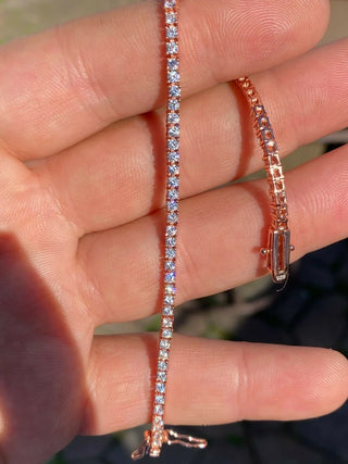 3 Ct Round Shaped Moissanite Tennis Bracelet in Rose Gold