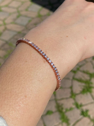 3 Ct Round Shaped Moissanite Tennis Bracelet in Rose Gold