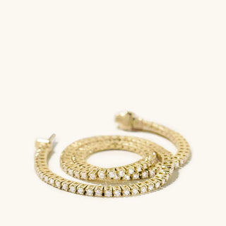 3 Carat Round Cut Moissanite Tennis Bracelet in Yellow Gold for Women