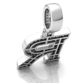 3 Ct Round Cut Moissanite Initial "R" Pendant in White Gold