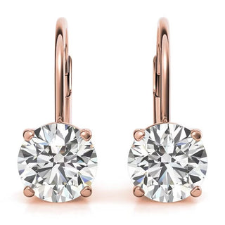 2 Ct Round Cut Solitaire Moissanite Drop Earrings in White Gold