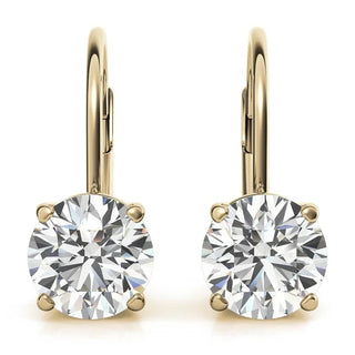2 Ct Round Cut Solitaire Moissanite Drop Earrings in White Gold
