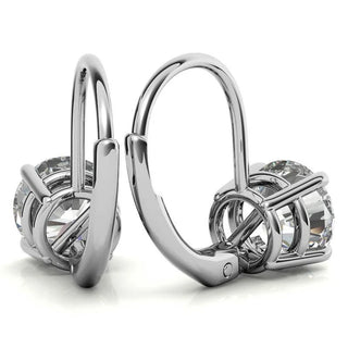 2 Ct Round Cut Solitaire Moissanite Drop Earrings in White Gold