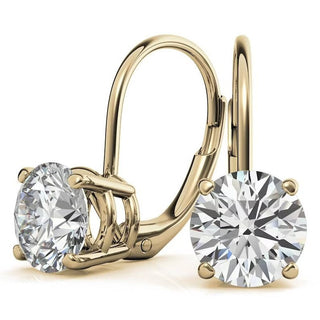 2 Ct Round Cut Solitaire Moissanite Drop Earrings in White Gold