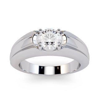 2 Carat Round Cut Moissanite Solitaire Ring in Rose Gold For Men's