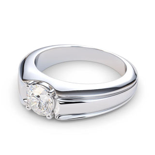 2 Carat Round Cut Moissanite Solitaire Ring in Rose Gold For Men's