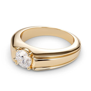2 Carat Round Cut Moissanite Solitaire Ring in Rose Gold For Men's