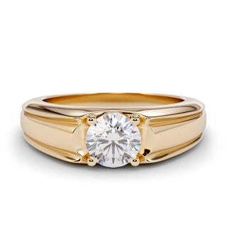 2 Carat Round Cut Moissanite Solitaire Ring in Rose Gold For Men's