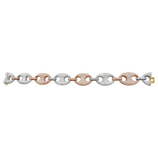 13 Carat Round Shaped Moissanite Two Tone Puff Link Bracelet