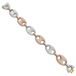 13 Carat Round Shaped Moissanite Two Tone Puff Link Bracelet