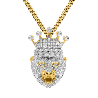 2 Carat Lion King Round Moissanite Pendant In White Gold