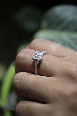 2 Carat Princess Cut Moissanite Engagement Ring In White Gold